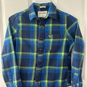 Abercrombie Blue and Green Plaid Flannel Shirt